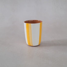 Load image into Gallery viewer, Espressobecher zweifarbig gestreift tangerine