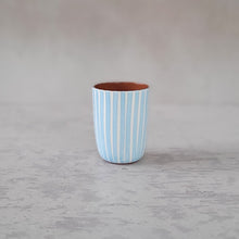 Load image into Gallery viewer, Espressobecher gestreift babyblau