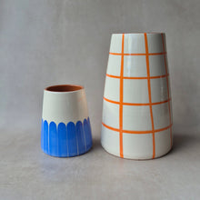 Load image into Gallery viewer, Vase Vulkan gross kariert orange