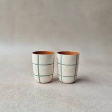 Load image into Gallery viewer, Espressobecher kariert eukalyptus