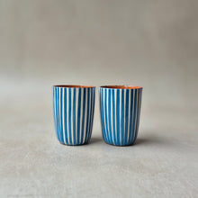 Load image into Gallery viewer, Espressobecher gestreift denim