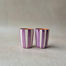 Load image into Gallery viewer, Espressobecher breit gestreift lila