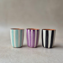 Load image into Gallery viewer, Espressobecher breit gestreift mint