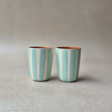 Load image into Gallery viewer, Espressobecher breit gestreift mint