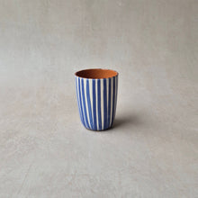 Load image into Gallery viewer, Striped espresso mug in navy blue