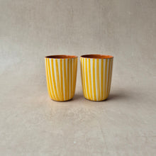 Load image into Gallery viewer, Striped ocher espresso mug