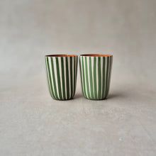Load image into Gallery viewer, Green striped espresso mug