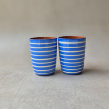 Load image into Gallery viewer, Espresso cup ringed blue