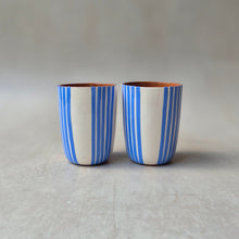 Load image into Gallery viewer, Half-striped blue espresso cup