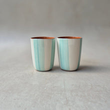 Load image into Gallery viewer, Espressobecher gestreift zweifarbig mint