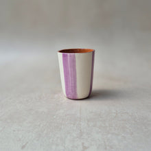 Load image into Gallery viewer, Striped two-tone purple espresso mug