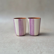 Load image into Gallery viewer, Striped two-tone purple espresso mug