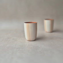 Load image into Gallery viewer, Espressobecher gestreift zweifarbig beige