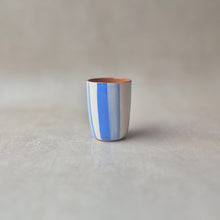 Load image into Gallery viewer, Espressobecher gestreift zweifarbig blau