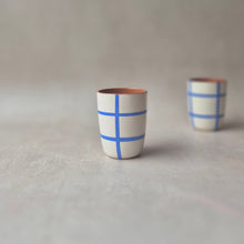 Load image into Gallery viewer, Checkered blue espresso mug