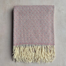 Lade das Bild in den Galerie-Viewer, Handgewebte Wolldecke Flor Biface rosa grau