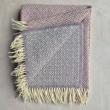 Lade das Bild in den Galerie-Viewer, Handgewebte Wolldecke Flor Biface rosa grau