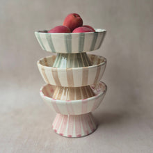Load image into Gallery viewer, Striped Footed Bowl sage