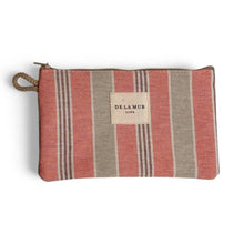 Load image into Gallery viewer, Mini-Necessaire aus bedrucktem Leinen stripes coral toffee