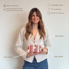 Lade das Bild in den Galerie-Viewer, Necessaire aus Jacquardstoff stripes berry