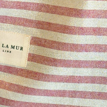 Load image into Gallery viewer, Grosse Tasche aus bedrucktem Leinen stripes rose