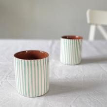Load image into Gallery viewer, Coffee mug striped mint