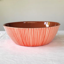 Load image into Gallery viewer, Striped red salad bowl