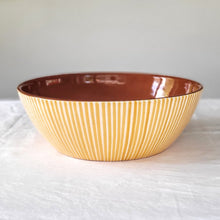 Load image into Gallery viewer, Striped ocher salad bowl