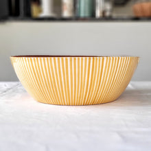 Load image into Gallery viewer, Striped ocher salad bowl
