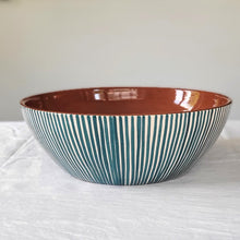 Load image into Gallery viewer, Salad bowl striped petrol