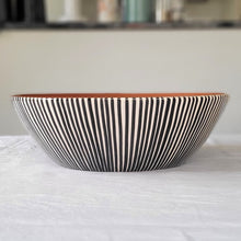 Load image into Gallery viewer, Black striped salad bowl