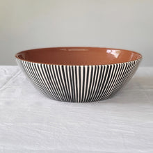 Load image into Gallery viewer, Black striped salad bowl