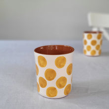 Load image into Gallery viewer, Coffee mug dots ochre