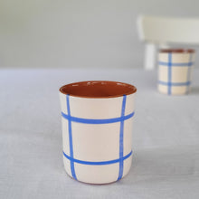 Load image into Gallery viewer, Coffee mug checkered blue