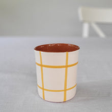 Load image into Gallery viewer, Checkered ocher coffee mug