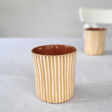 Load image into Gallery viewer, Coffee mug striped beige