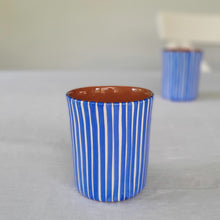Load image into Gallery viewer, Coffee mug striped blue