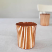 Load image into Gallery viewer, Coffee mug striped rust