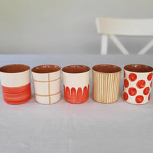 Load image into Gallery viewer, Red striped coffee mug