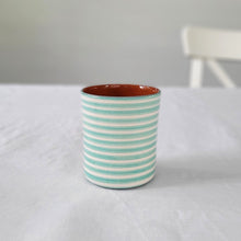 Load image into Gallery viewer, Kaffeebecher geringelt mint