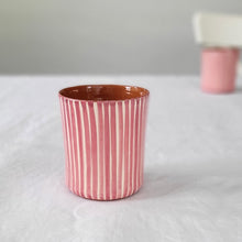 Load image into Gallery viewer, Coffee mug striped pink