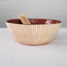 Load image into Gallery viewer, Salad bowl striped beige