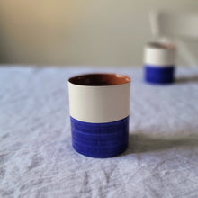 Load image into Gallery viewer, Coffee mug half navy blue