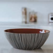 Load image into Gallery viewer, Black striped salad bowl