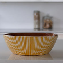 Load image into Gallery viewer, Striped ocher salad bowl