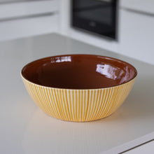 Load image into Gallery viewer, Striped ocher salad bowl