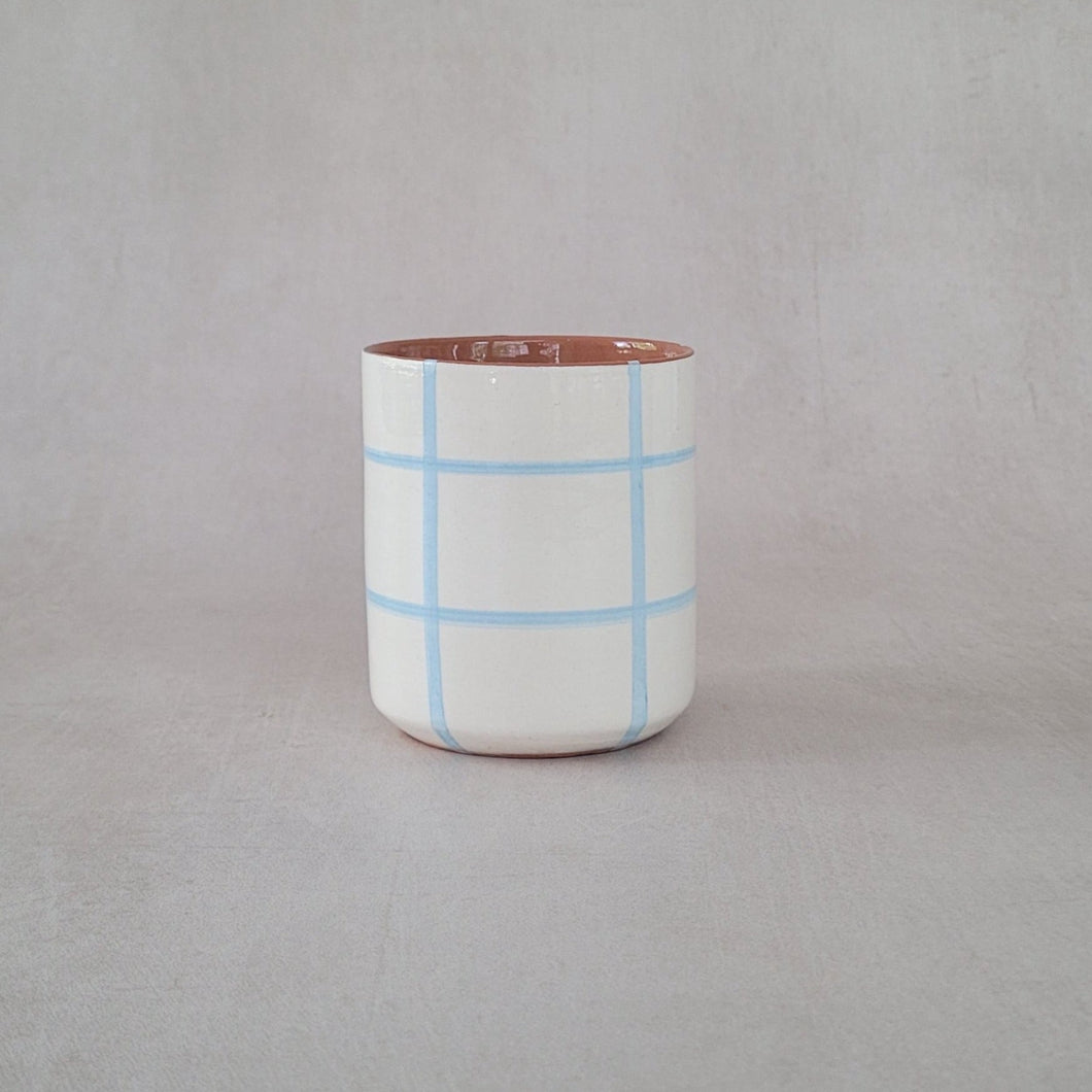 Kaffeebecher kariert babyblau