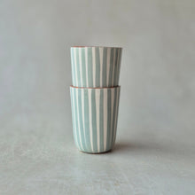 Load image into Gallery viewer, Espressobecher gestreift eukalyptus
