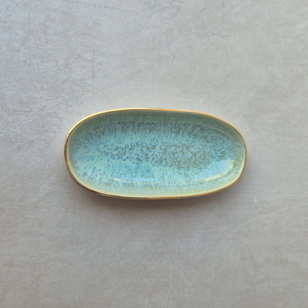 Mini-Tray Comporta grün mit Goldrand