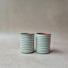 Load image into Gallery viewer, Coffee mug ringed pink
